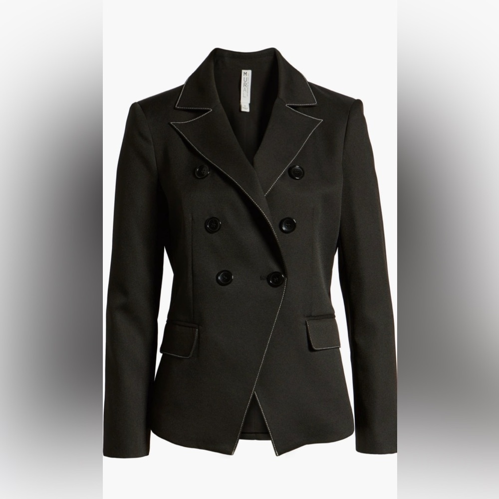 Mural Contrast Stitch Double Breasted Blazer